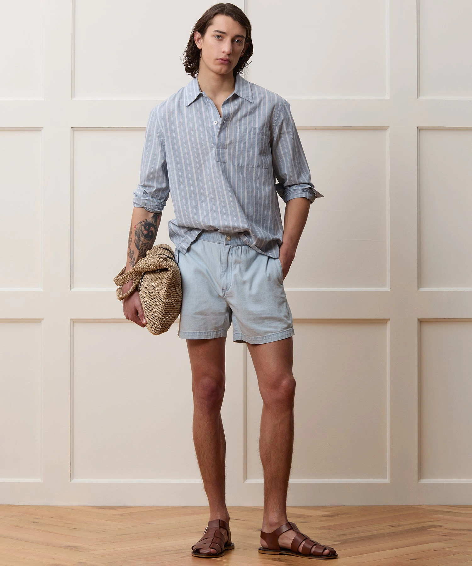 Cearrbhachas Chambray Beachcomber Shorts: Ómós don Ghrian, Don Ghaineamh, Agus Don Saol Saoirseach, Éirinn!